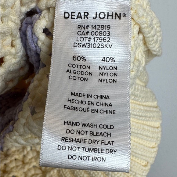 Dear John Gabra pointelle Ivory sweater Vest size XS with multi color stripes - Picture 6 of 7